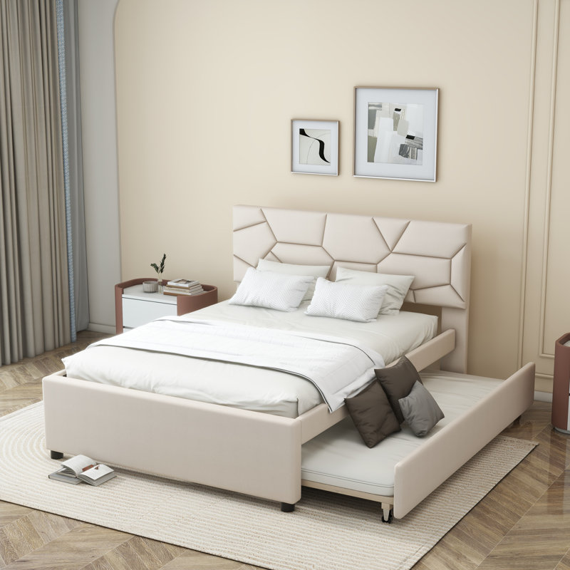 Lit tapissier Jaesa, Double, Beige