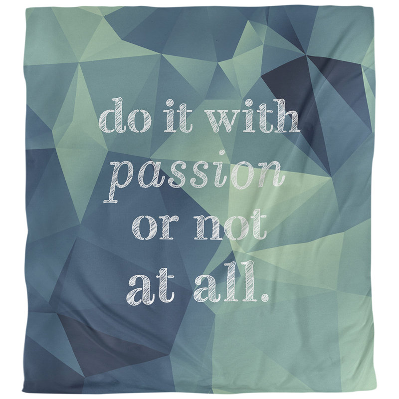 Housse de couette simple avec citation inspiration passion, Housse de couette pour grand lit, Aigue-marine