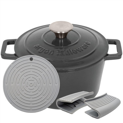 Argon Tableware - Round Cast Iron Casserole Dish - 2.8L