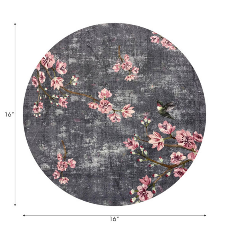 Blossom Fantasia Pebble 16" Vinyl Placemat, Charcoal