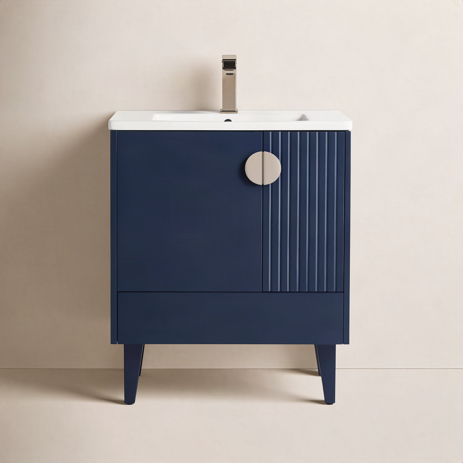 Saimah 30'' Single Bathroom Vanity, Navy Blue, Satin Nickel