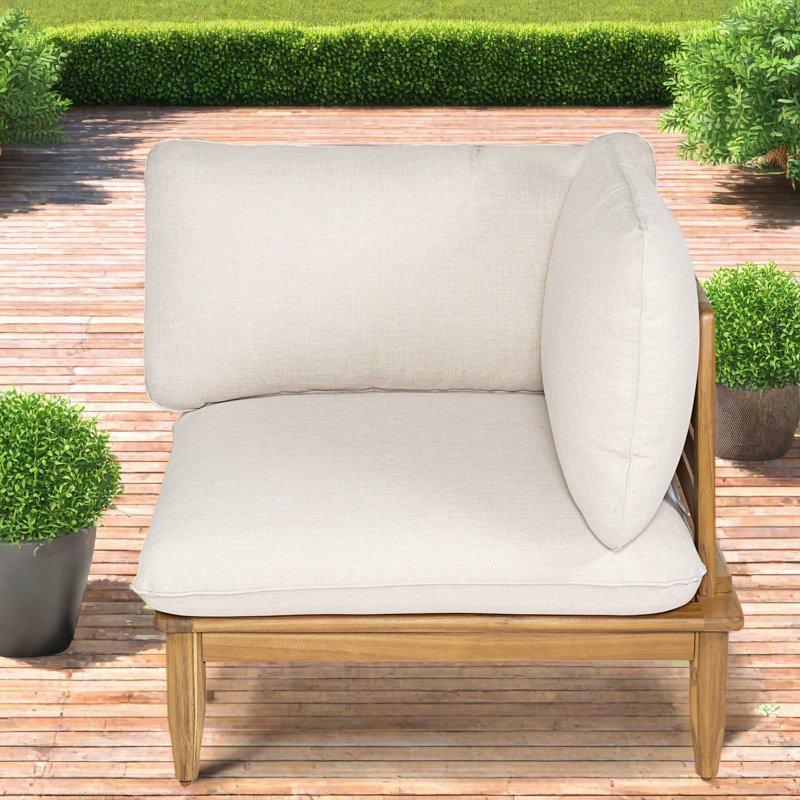 Chaise de coin moderne de canapés de patio, siège compact en bois d'acacia pour la maison