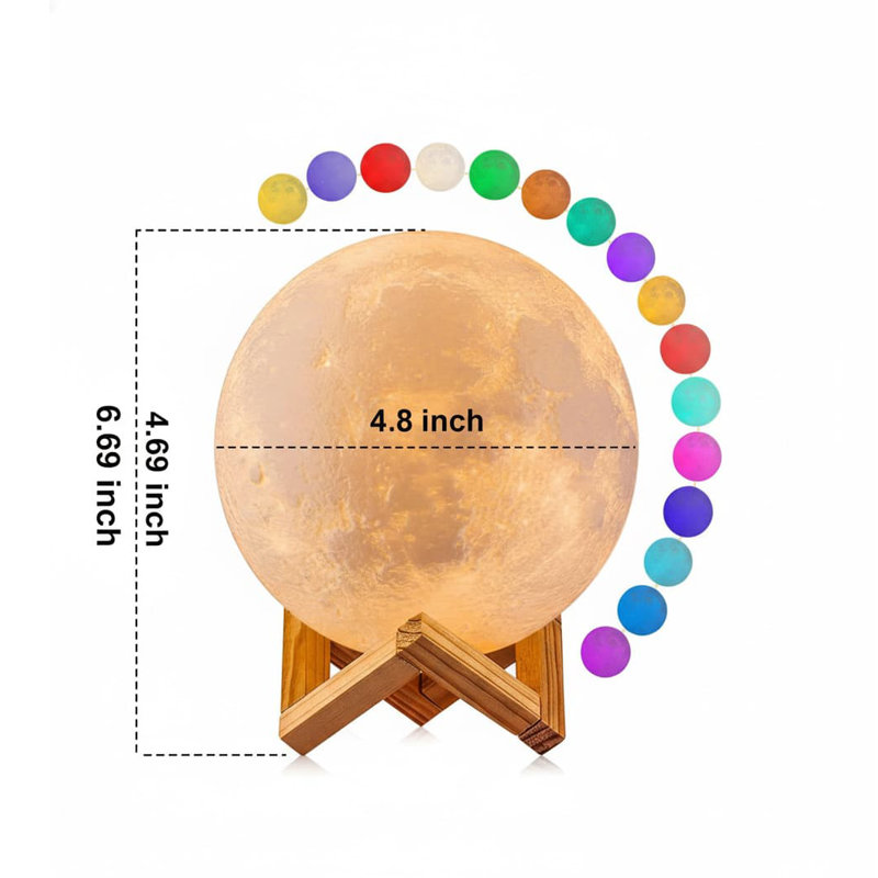 16-Color 3D Moon Lamp: Remote/Touch Control, Timer - 4.8" LED Night Light for Kids & Gifts