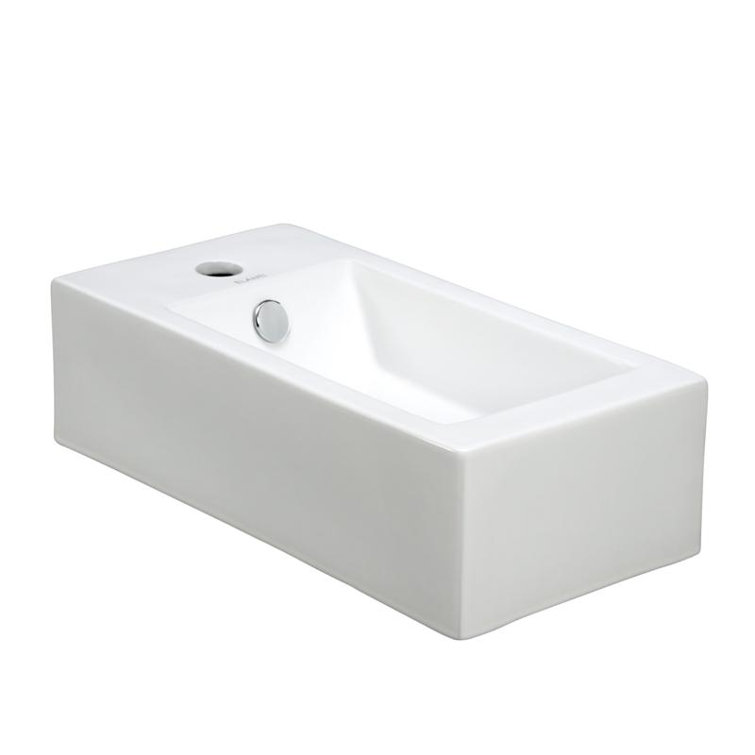 Elanti 9.88'' White Porcelain Rectangular Bathroom Sink with Overflow
