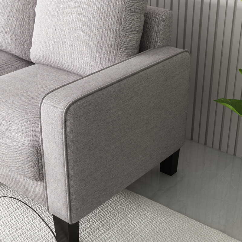 Ensemble de salon 2 pièces Rashade, 100 % polyester gris clair