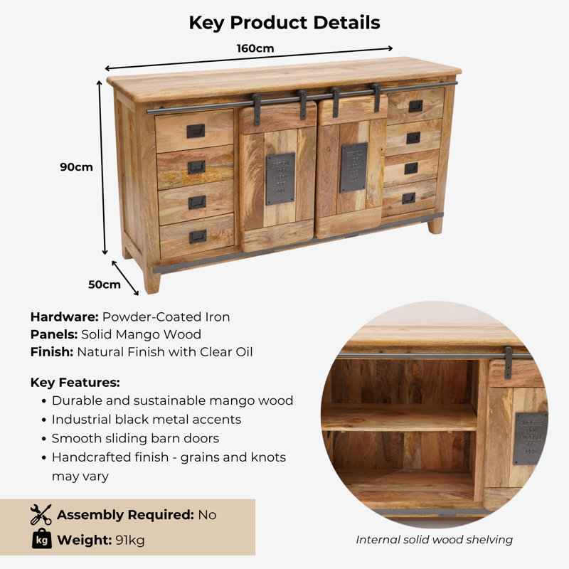 Acima 160cm Solid Wood Sideboard