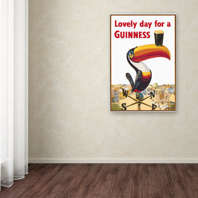 «Lovely Day For A Guinness VIII», affiche vintage encadrée sur toile tendue
