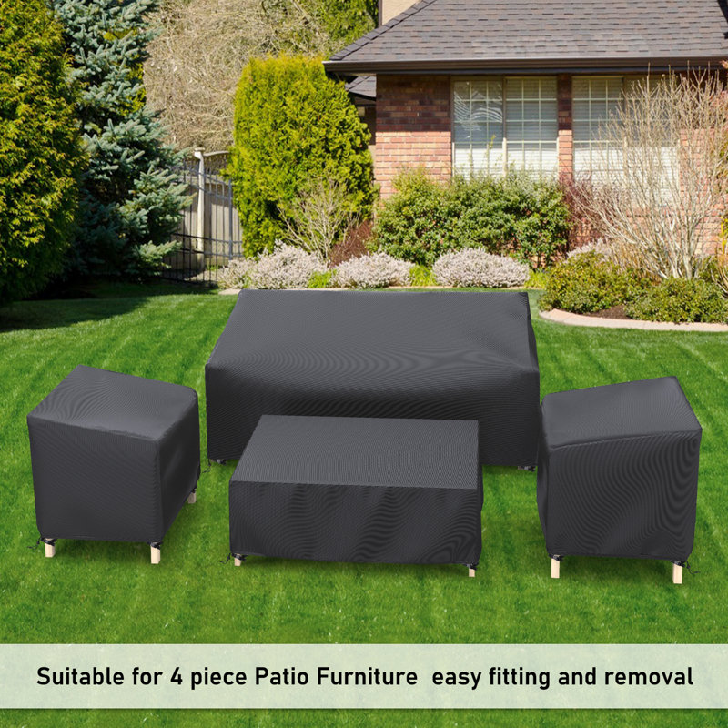 Ensemble de conversation 4 pièces pour l'extérieur, H 30 po x l 51 po x P 27 po, Noir