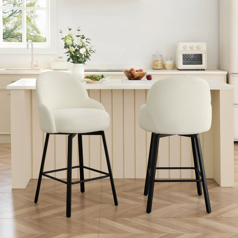 Tabouret de comptoir pivotant moderne, Ivoire ivoire