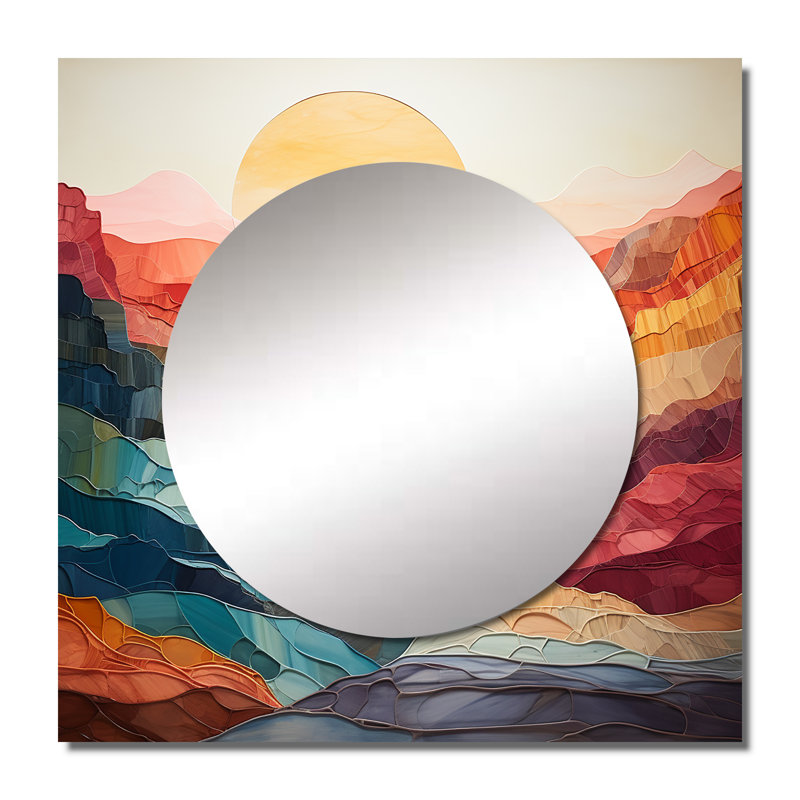 Mildreth - Grand miroir carré abstrait pour paysage mural, 29 po x 29 po