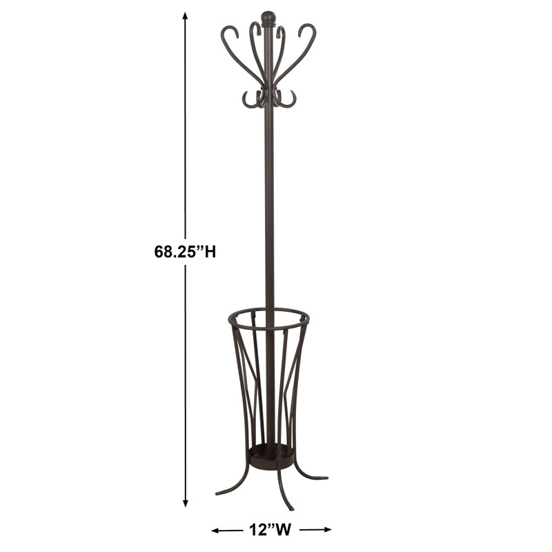 Freestanding Coat Rack With Umbrella Stand And 8 H Steel Freestanding Coat Rack, Antique