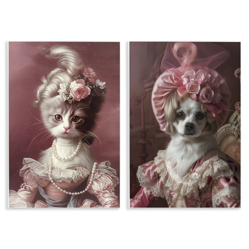«Your Highness Cat & Dog», ensemble de 2 plaques murales, conception par Annabelle Hall, H 19 po x l 13 po