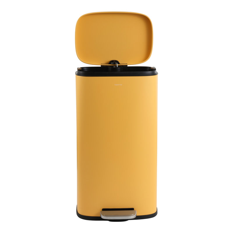 Poubelle à ouverture latérale 8 gallons Curtis, noir, Jaune jonquille