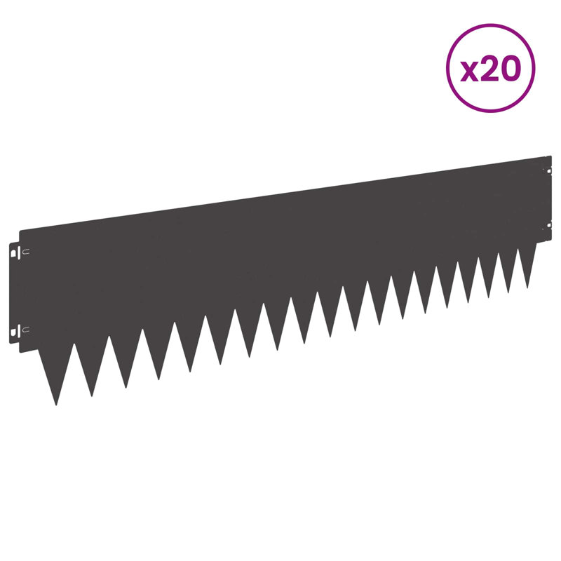 Metal Lawn Edging, 25cm H x 103cm W, Black