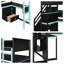 Lit mezzanine en bois pleine grandeur avec escalier de rangement, bureau intégré, tablettes et panneau perforé pour enfants-470475300-470475306