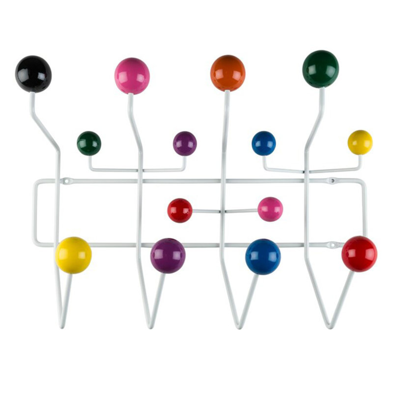 Metal Wall Organizer with Key Hooks, White/Yellow/Blue