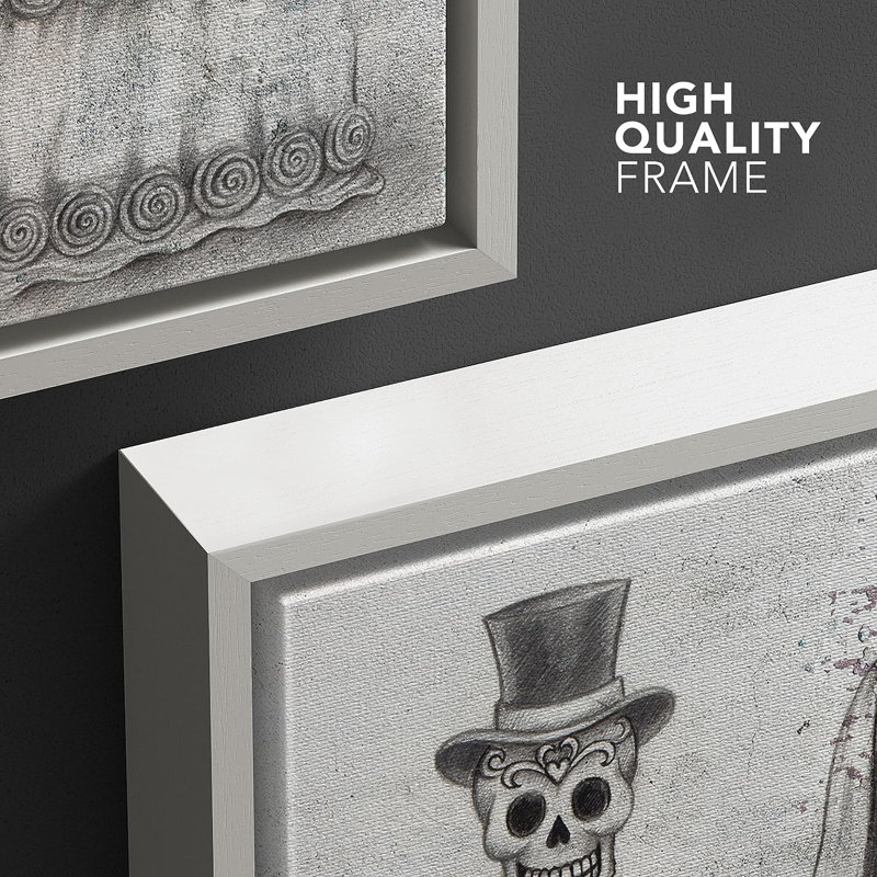 Moody Skull, mariage gothique, crâne de couple, œuvre d'art sur toile encadrée, H 24 po x l 16 po x P 1,5 po