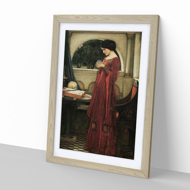 The Crystal Ball by John William Waterhouse - Framed Print, 48cm H x 36cm W x 2cm D, Oak Framed