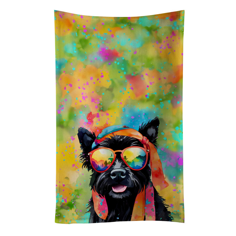 Scottish Terrier Hippie Dawg Kitchen Towel