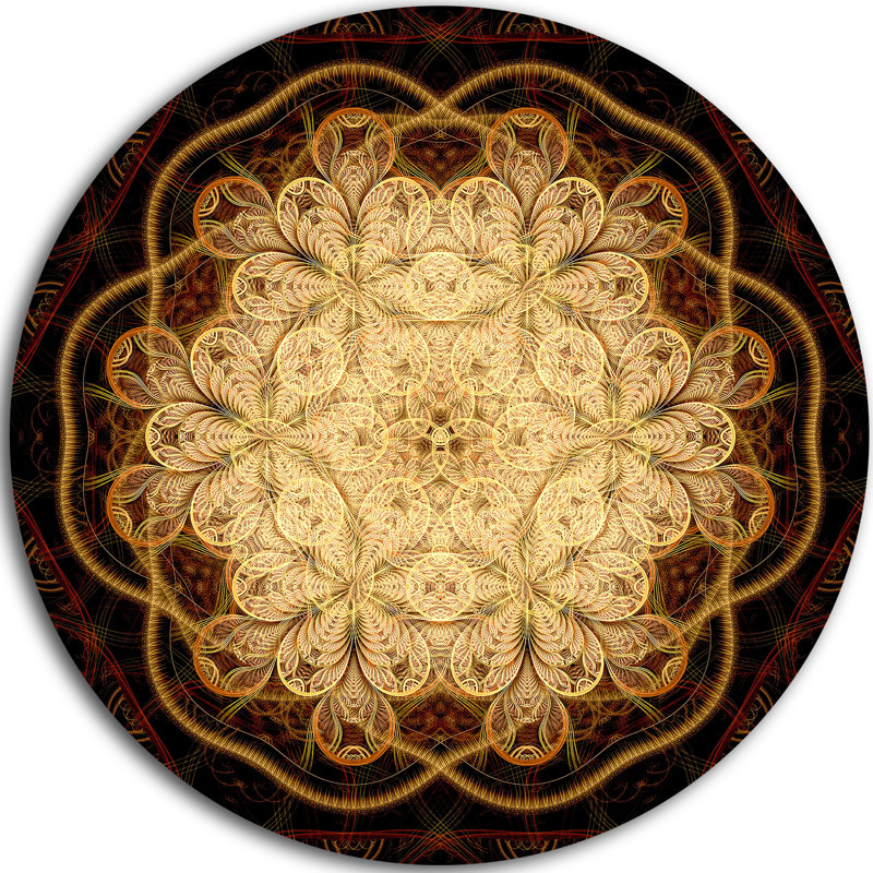 « rounded brown floral fleur », impression sur métal, H 23 po x l 23 po x P 1 po