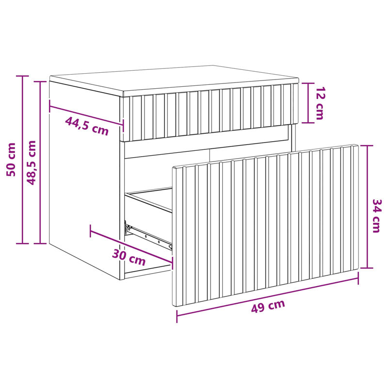 Engineered Wood Bathroom Cabinet, Smoked Oak
