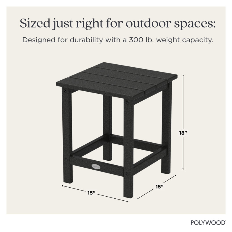 POLYWOOD Long Island 18" Side Table, Black