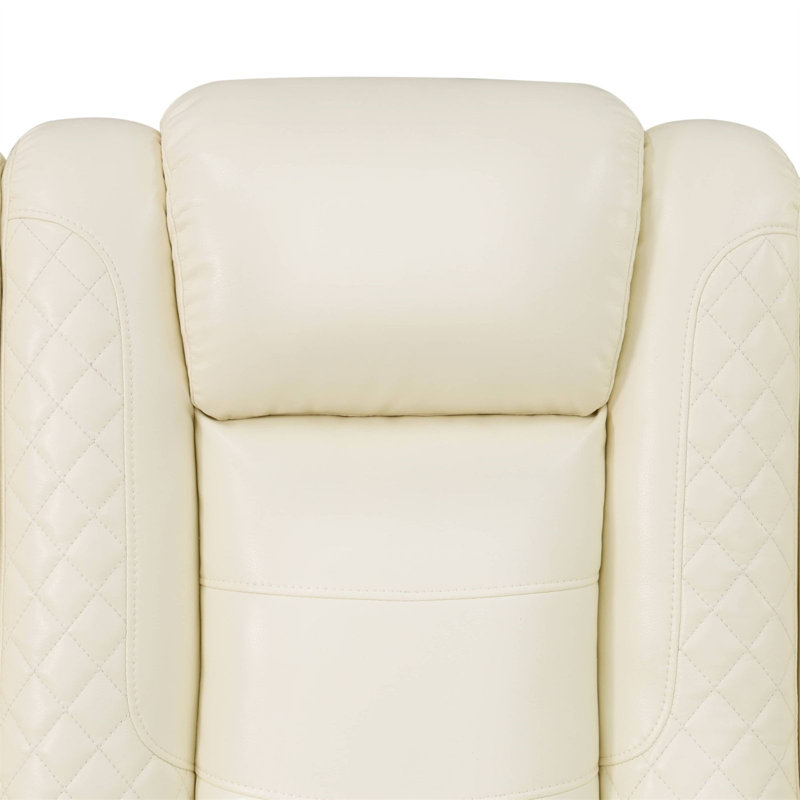 Fauteuil inclinable en cuir blanc, Crème, crème