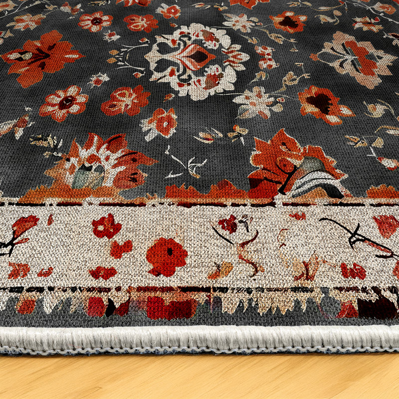 Derya Collection Digital Print Cotton-Polyester Multicolor Floral Rug, Runner 3'4" x 14'10"