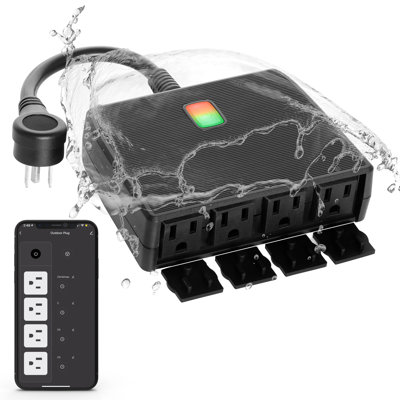 15-Amp Smart Outdoor Wi-Fi Plug Socket Waterproof Electrical Power Extension Cord Alexa Google Assistant