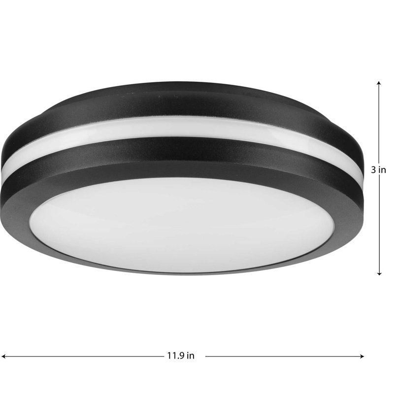 Black and White 12" LED Outdoor Flush Mount Light