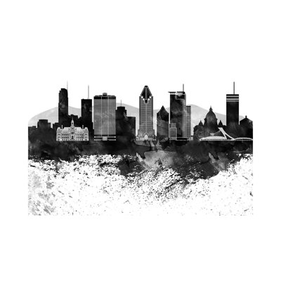 Montreal Black & White Drops Skyline by Wall Decor Addict - Wrapped Canvas Painting