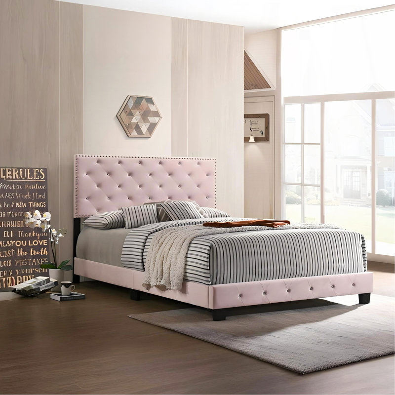 Chic Pink Transitional Full Bed