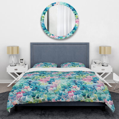 Watercolor Eccentricity Pink And Blue II - Abstract Duvet Cover Set - Microfiber Polyester