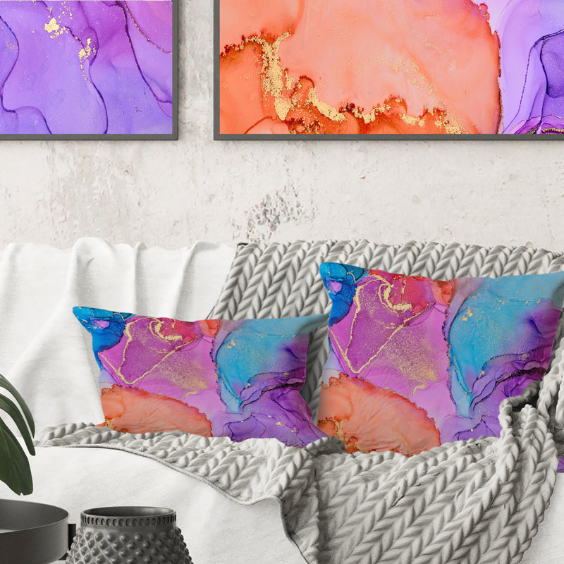 Coussin 12 "x 20" mauve et abstrait à imprimé abstrait Flare Art