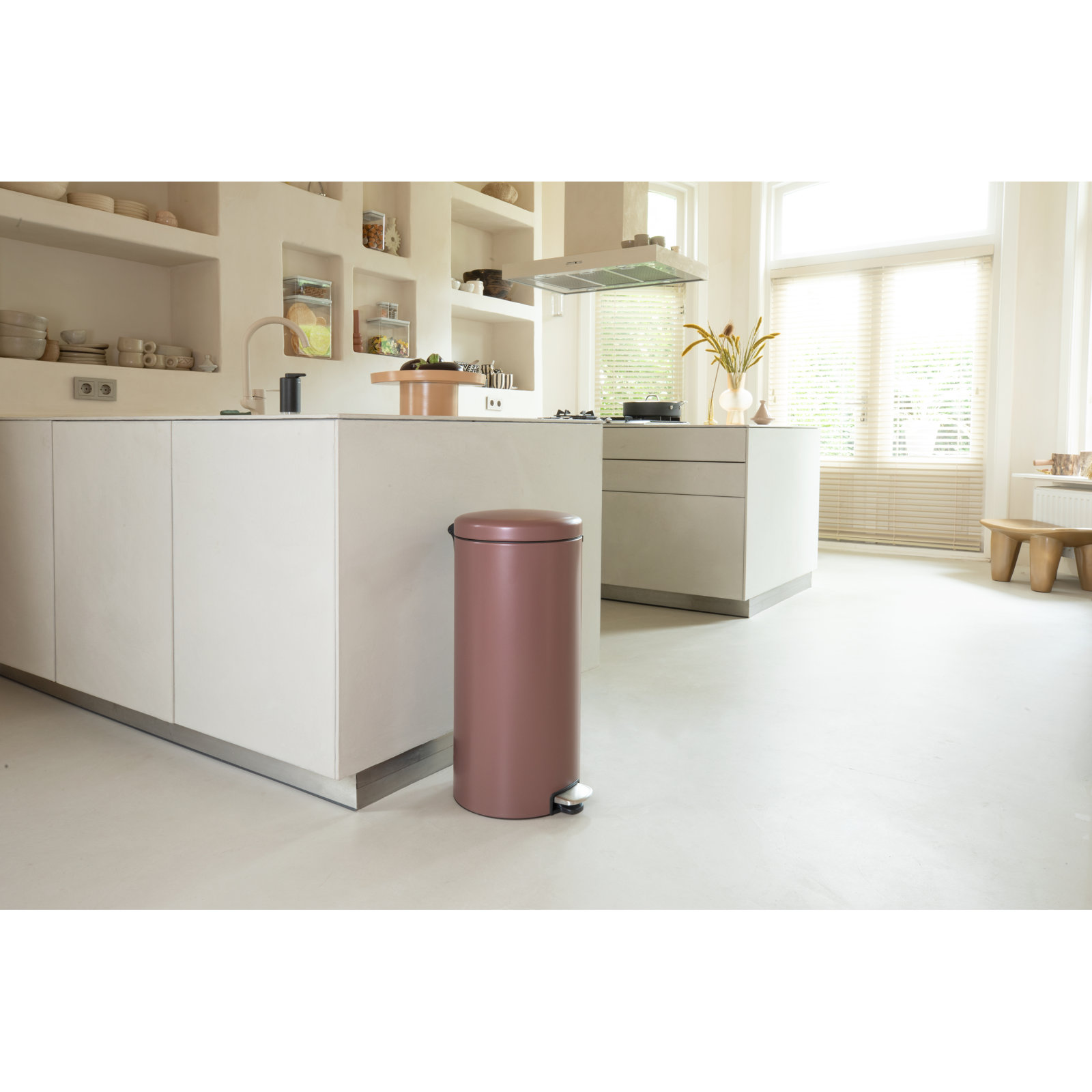 Brabantia Newicon 8gal Step-On Trash Can, Satin Taupe