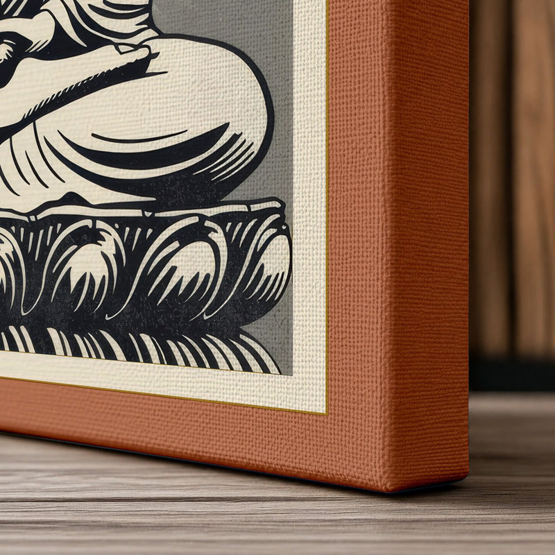 Meditative Buddha Japandi - Wrapped Canvas, 30x20 - 76.2 x 50.8 cm, Terracotta Border