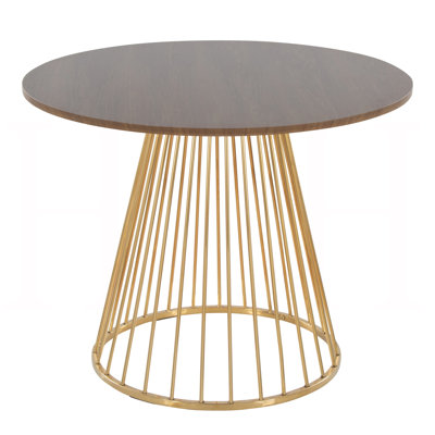 Contemporary Dining Table in Gold Metal and Walnut Wood