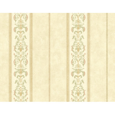Seabrook Designs Caryl Fleur Stripe Unpasted Wallpaper