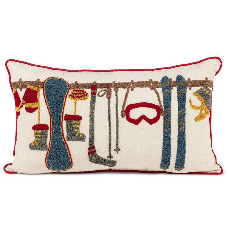 Coussin décoratif Abbott, Carré 18 po, Ivoire / multicolore hiver