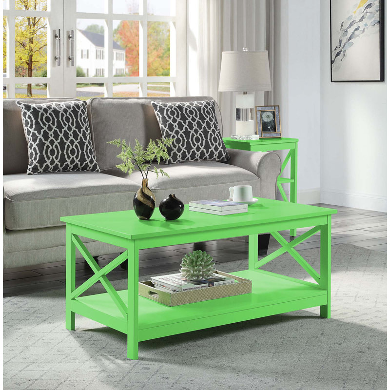 Table basse à 4 pieds avec rangement Darek, Chaux