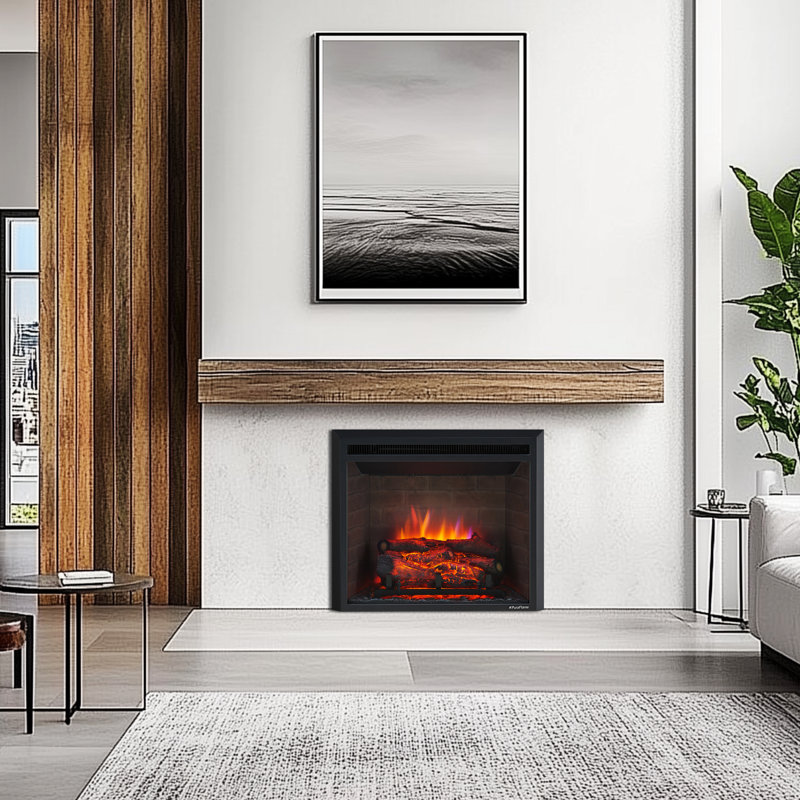 Puraflame Ayame Electric Fireplace Insert with Fire Crackling Sound, Remote Control, 750/1500W, Black, 22 53/64 Inches Wide, 20 3/64 Inches High