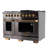 KUCHT 48 in. 6.7 cu. ft. 8-Burners Dual Fuel Range for Natural Gas in Gemstone + Wall Mount Range Hood
