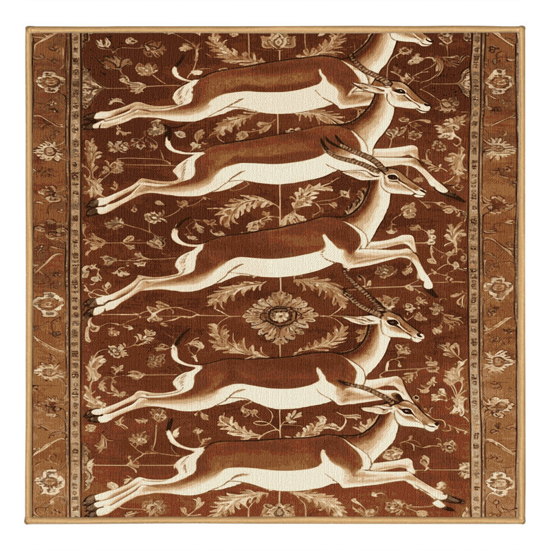 Machine Washable Persian Brown Area Rug, Square 7' x 7'