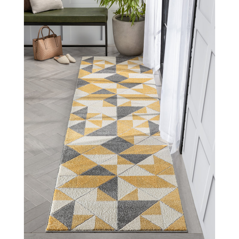 Leona Geometric Synthetic Area Rug, Runner 80 x 300cm
