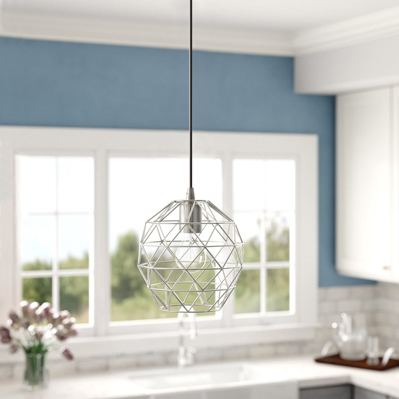 Luminaire suspendu simple à 1 lumière Lucilo, Nickel brossé