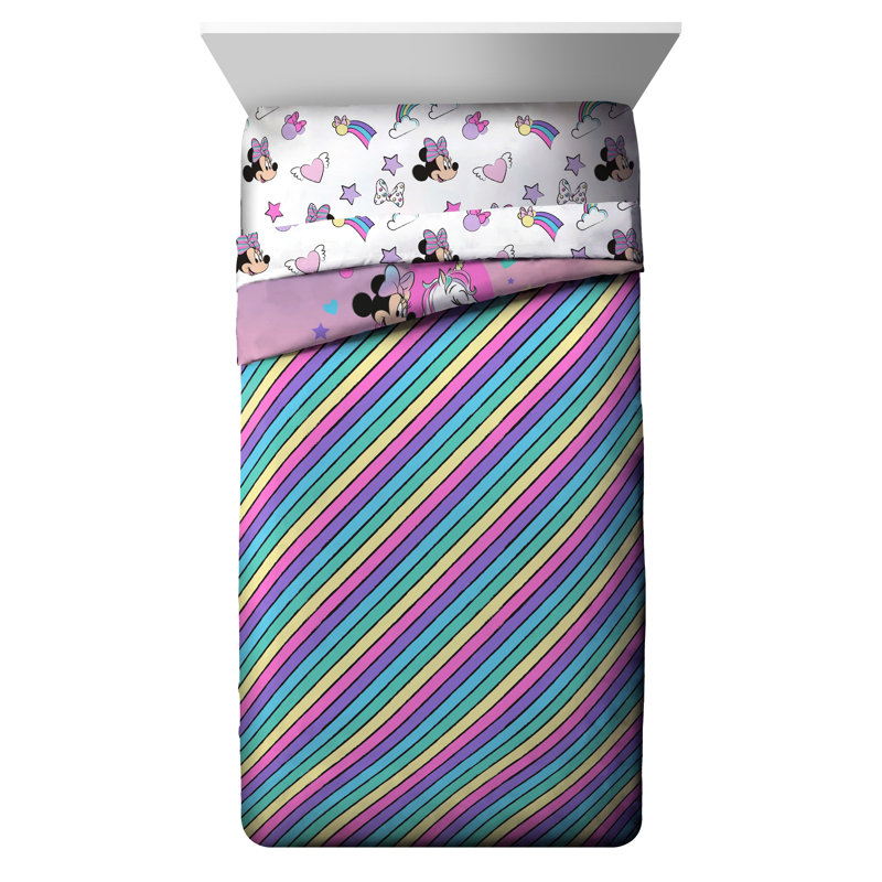 Full Pink Microfiber Reversible Bed in a Bag Set for Girls