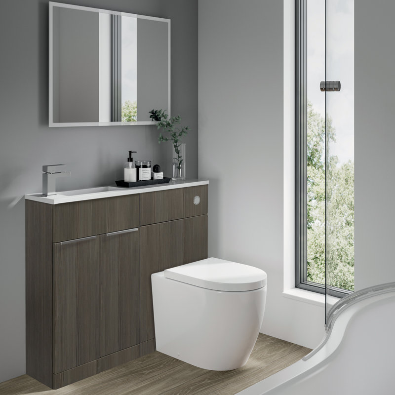 1000mm Combined Vanity Unit with Toilet Included, Brown