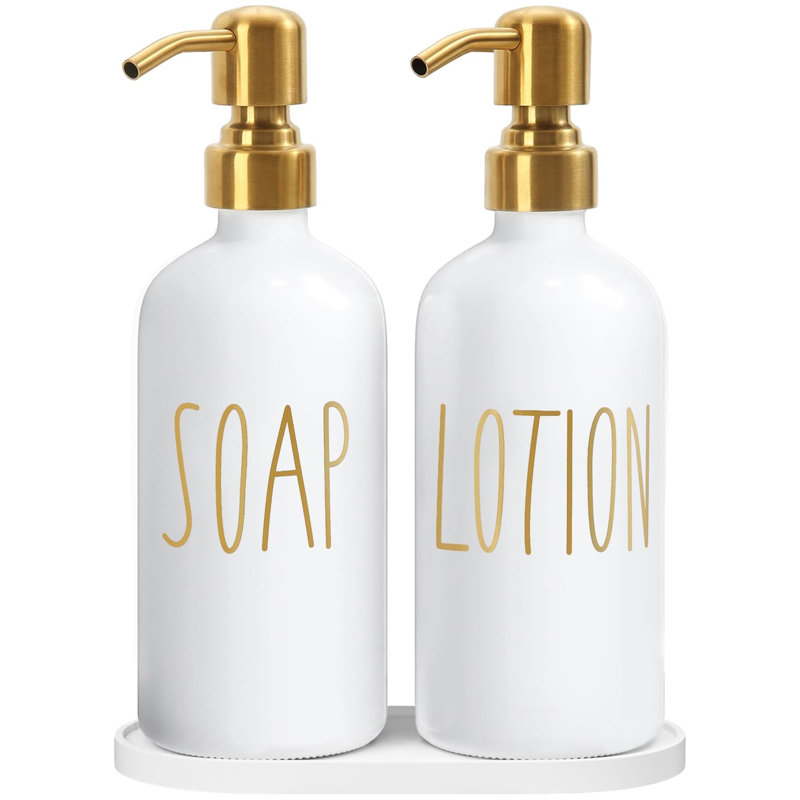 Bathroom Soap Dispenser Set, Contains Lotion And Hand Soap Dispenser, Suitable For Bathroom Decor. (White)