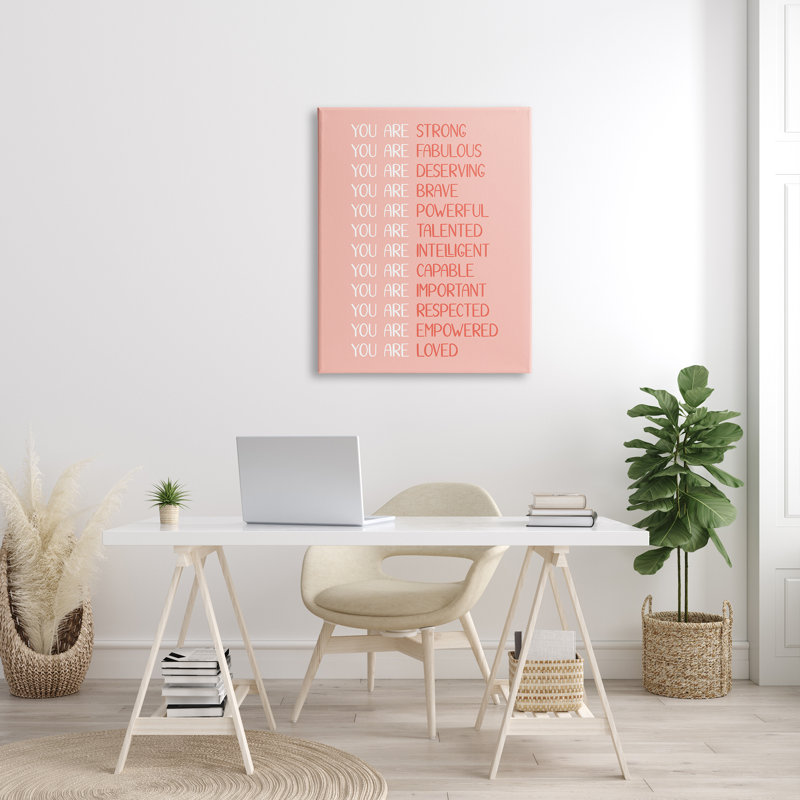 "You Are Positivité", art textuel sur toile, Toile tendue, H 40 po x l 30 po x 1,5 po