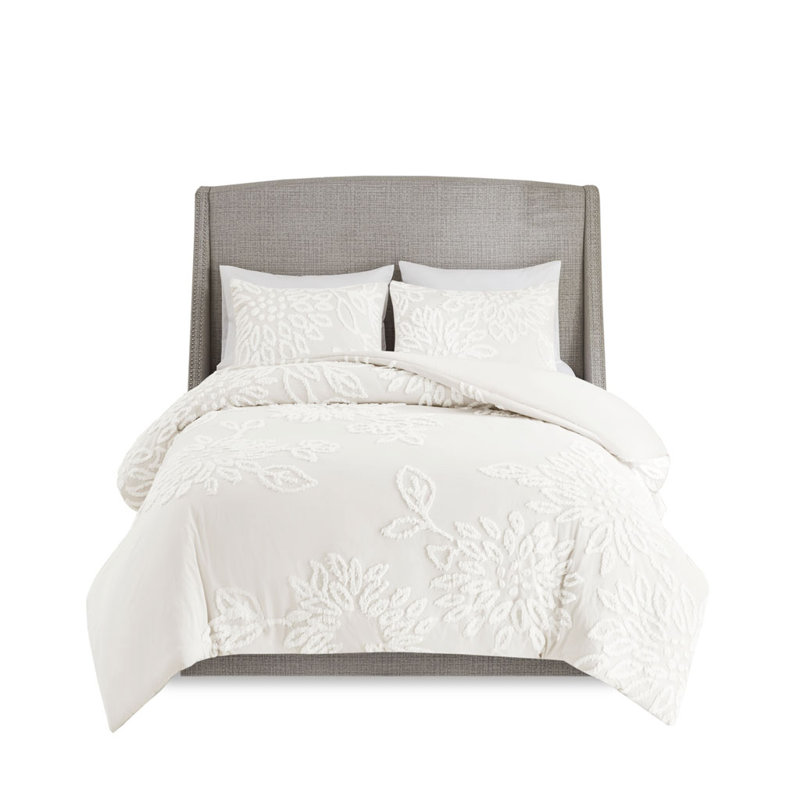 Ensemble d'édredon en coton , Blanc cassé, Édredon très grand / très grand californien + 2